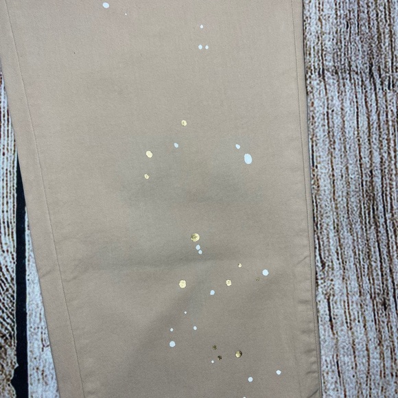 NEW Anthropologie Sundry Carpenter Paint Ankle Crop Pants Boho Tan Drawstring - Picture 11 of 16